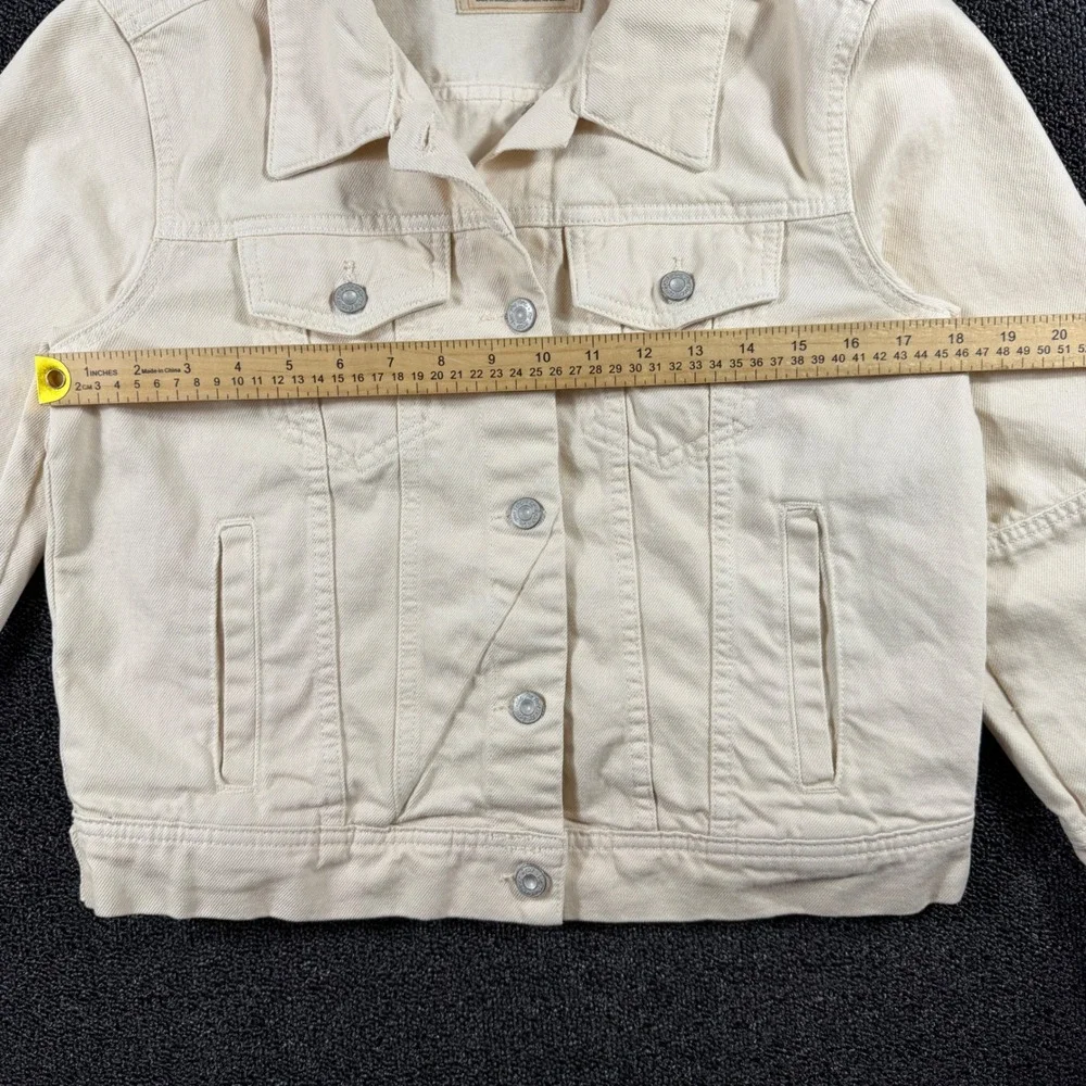 We The Free Cream Denim Jacket Women's S Oversized Trucker Jean Coastal Utility - Picture 4 of 8